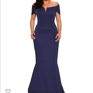 Navy off the shoulder dress